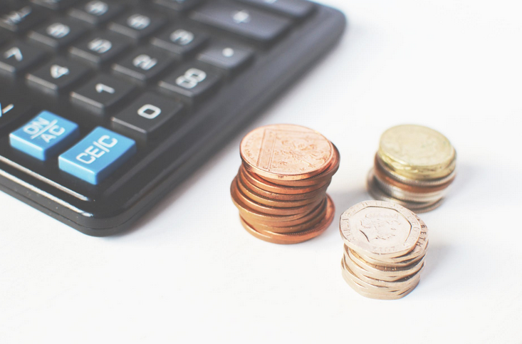 calculater and coins